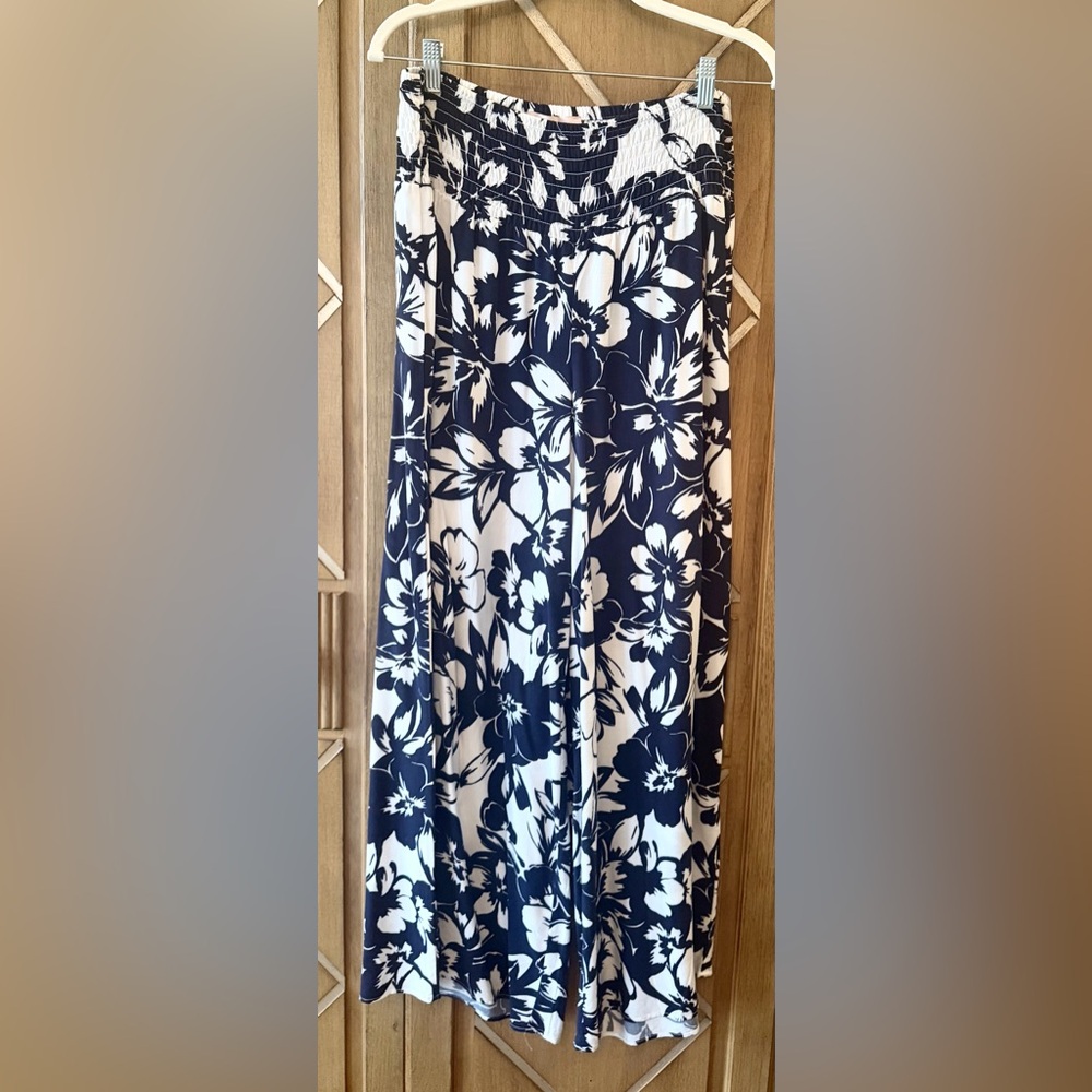 Philosophy Navy and White Wide Leg Floral Pants